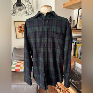 Men's Pendleton Lodge Wool Green and Black Plaid Shirt